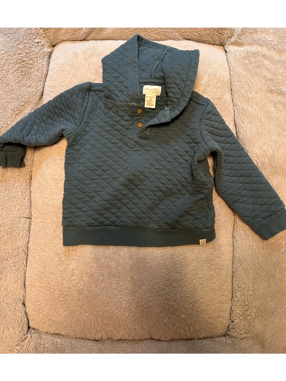Quilted Pullover Hoodie for Kids - Teal